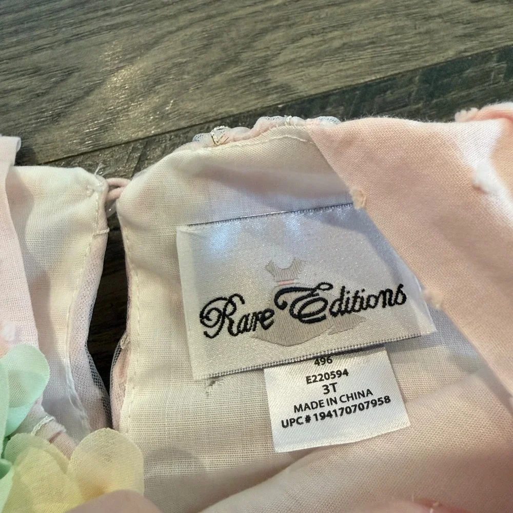 Rare Editions Pink & Cream Floral Tulle Top with Cream Leggings